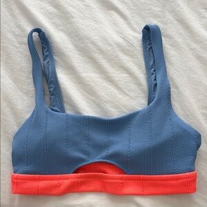 Aerie Jacquard Blue and Coral Bikini Top